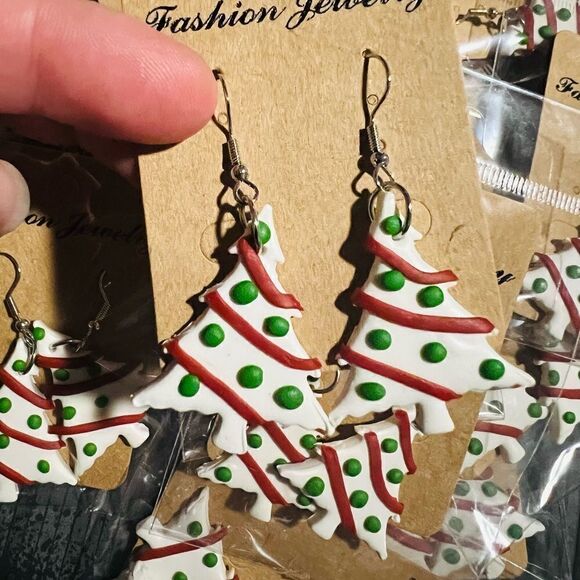 Christmas Tree Dangle Earrings - Picture 1 of 2